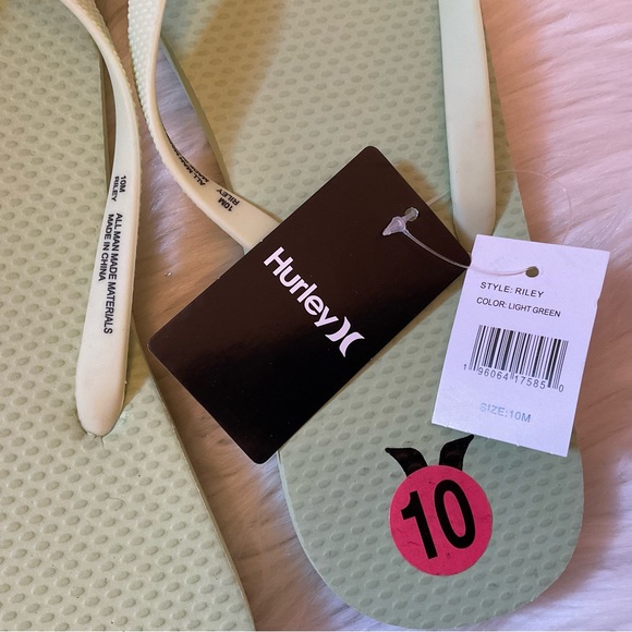 Hurley Riley Flip Flops - NWT x2 - Size 10 - Light Green - Picture 5 of 8